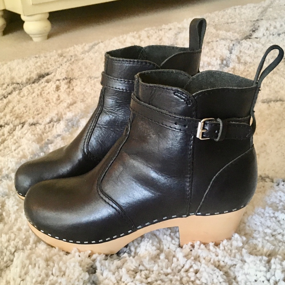 Black Swedish Hasbeens Jodhpur Clog Bootie 40